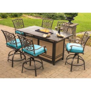 Carleton Rectangular 6 Person Bar Height Dining Set with Cushions