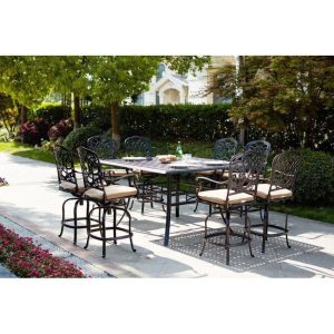Battista Square 8 Person 60 Long Bar Height Dining Set with Cushions
