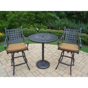Vandyne Round 2 Person 36 Long Aluminum Bar Height Dining Set with Cushions