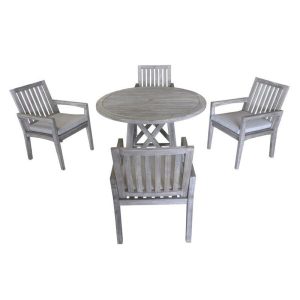 Jessica Round 4 Person 48 Long Teak Dining Set with Cushions