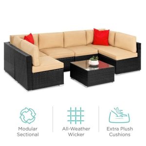 Wicker/Rattan 6 Person Seating Group with Cushions