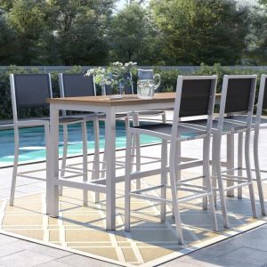 Mckinnon Rectangular 6 Person 73 Long Aluminum Bar Height Dining Set
